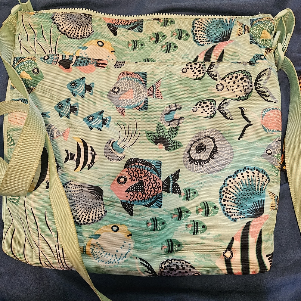 Vera Bradley Green Fish Print Crossbody Bag